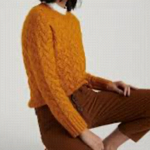 Wilfred Alpaca Wool Blend Rust Cable Knit Sweater Size M